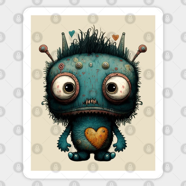 Monster with a Big Heart Sticker by AI Art Originals